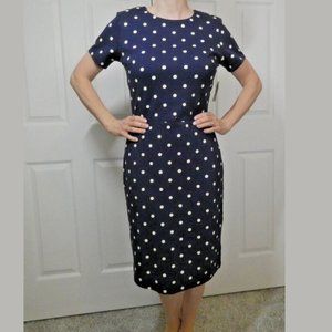 NWT Dress Blue Polka Dots Wear for Church Office Work Old Navy Women Size S Tall